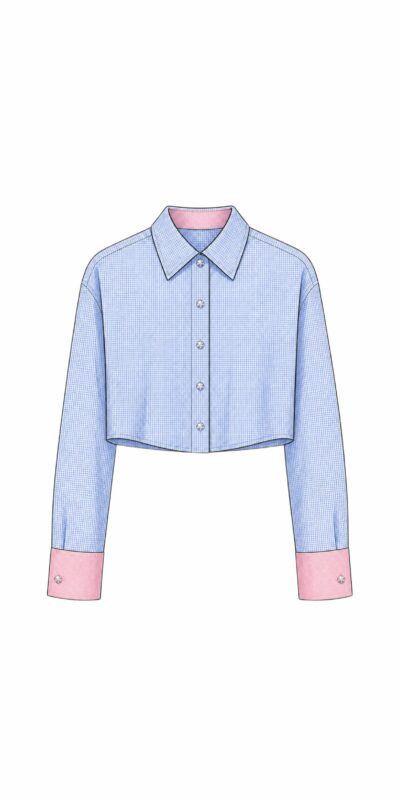 Cropped Blue-Pink Shirt