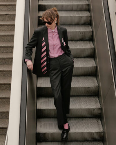 Dark Grey Split Suit - Black Details
