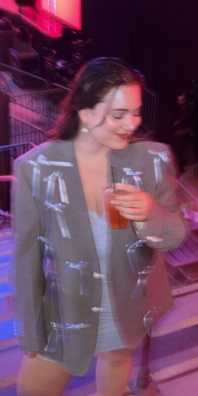 Grey Blazer - Baby Blue Bows