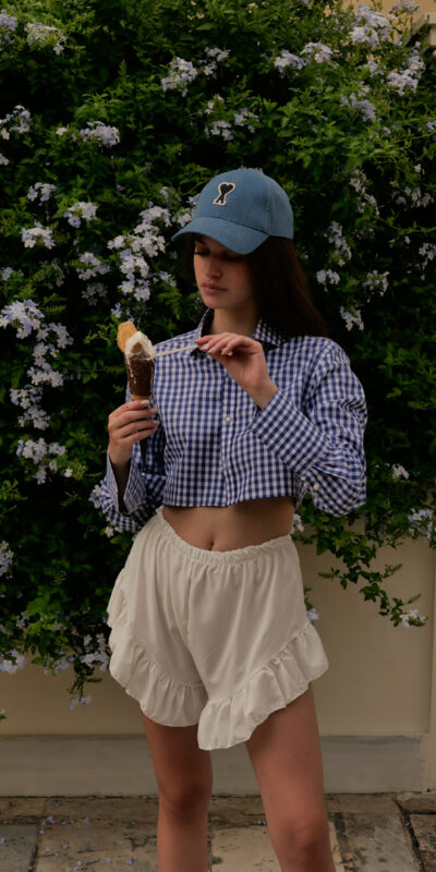 Cropped Blue Vichy Shirt