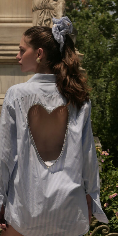 Baby Blue Heart Shirt - Open Back
