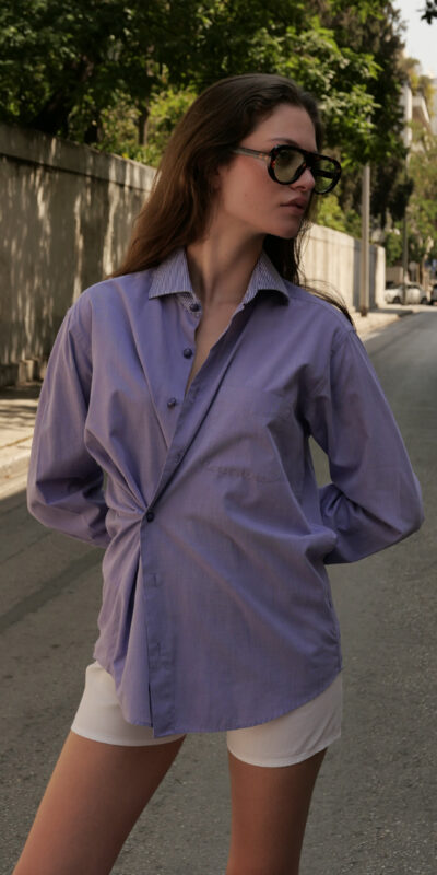 Purple Shirt - Striped Collar & Cuffs