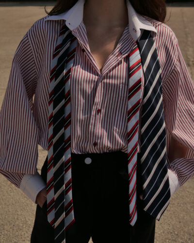 Blue Tie - Pink Stripes