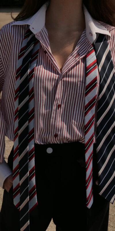 Blue Tie - Pink Stripes