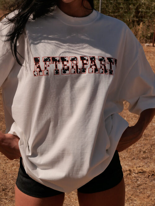 Unisex Oversized Cow Print T-Shirt - White - Image 2