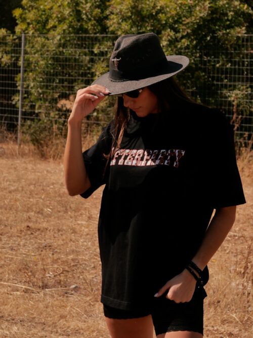 Unisex Oversized Cow Print T-Shirt - Black - Image 2