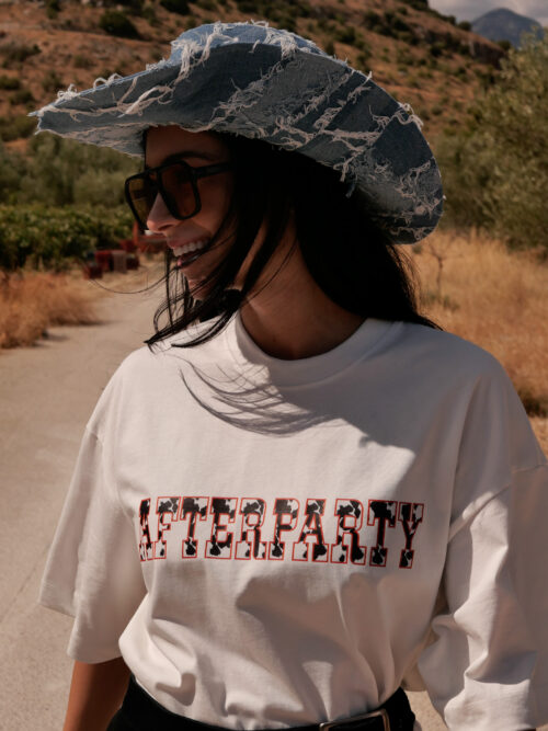 Unisex Oversized Cow Print T-Shirt - White