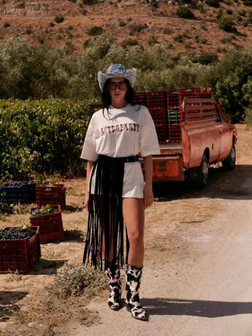 Unisex Oversized Cow Print T-Shirt - White - Image 3