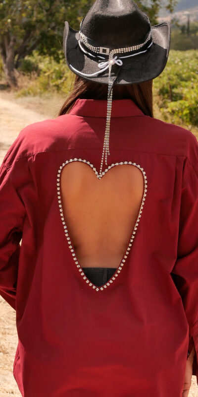 Burgundy Heart Shirt - Cropped