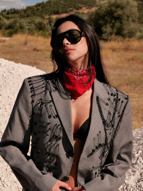 Grey Blazer - Black Pins & Chains - Image 3