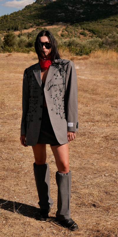 Grey Blazer - Black Pins & Chains
