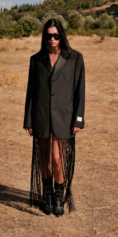 Black Blazer-Dress - Fringes