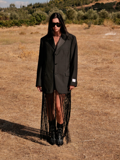Black Blazer-Dress - Fringes
