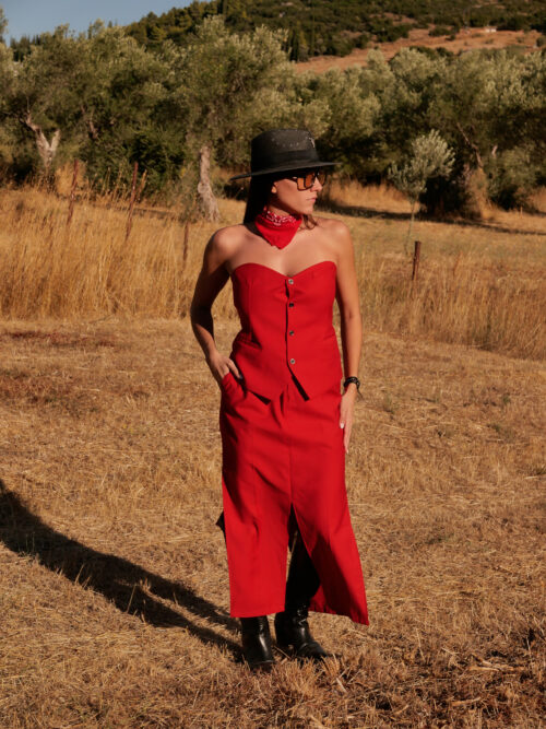 Red Suit - Corset Top & Maxi Skirt