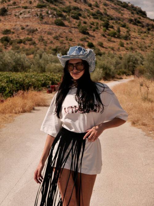Black Suede Belt - Fringes - Image 5