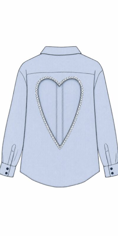 Baby Blue Heart Shirt - Open Back