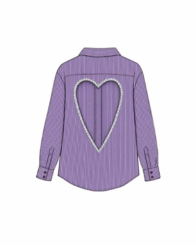 Striped Purple Heart Shirt - Open Back