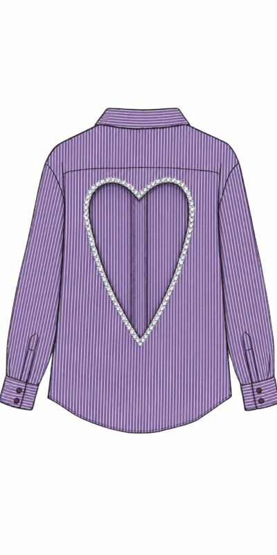 Striped Purple Heart Shirt - Open Back