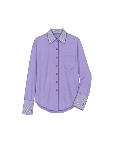 Purple Shirt - Striped Collar & Cuffs
