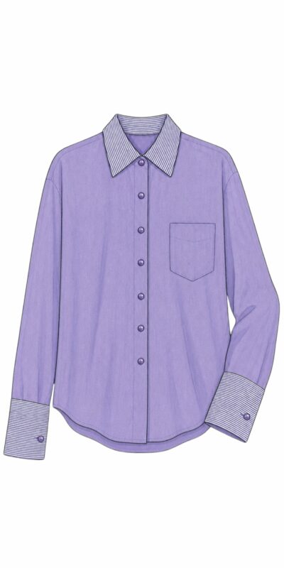 Purple Shirt - Striped Collar & Cuffs