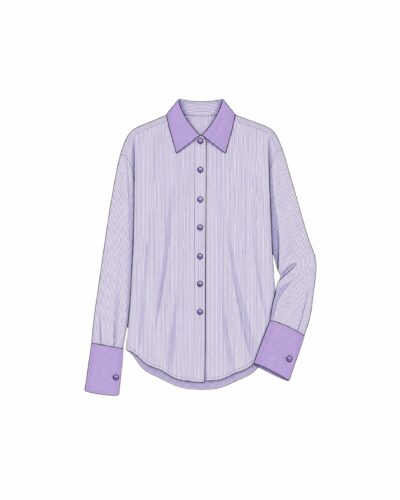 Striped Purple Shirt - Purple Collar & Cuffs