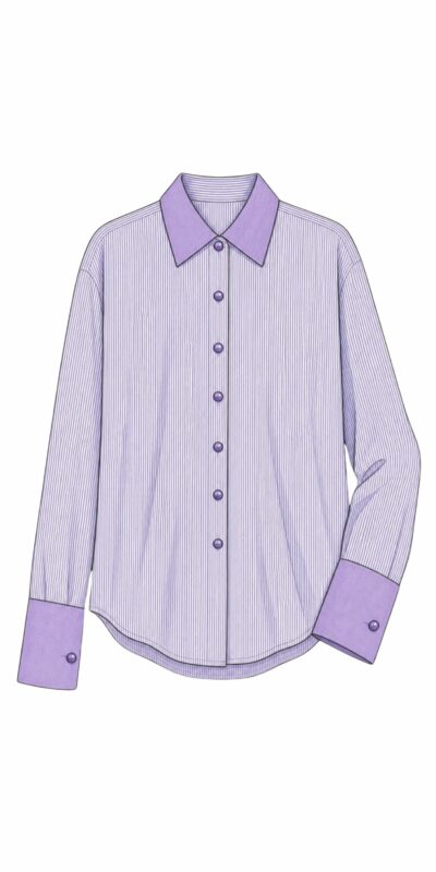 Striped Purple Shirt - Purple Collar & Cuffs