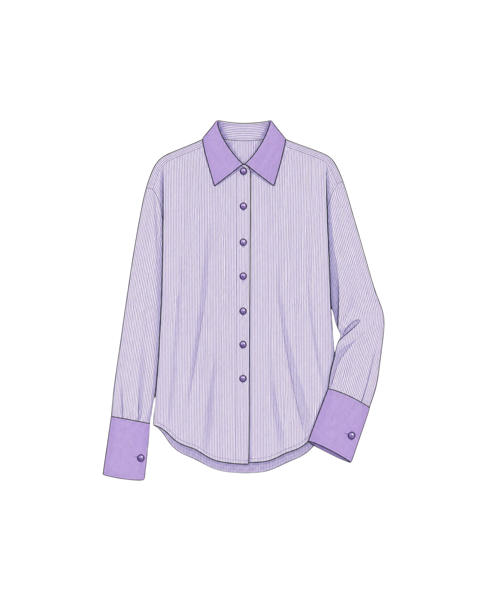 Striped Purple Shirt – Purple Collar & Cuffs
