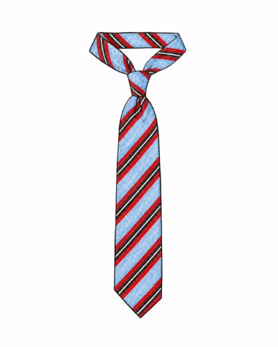 Light Blue Tie - Red Stripes