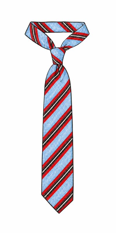 Light Blue Tie - Red Stripes