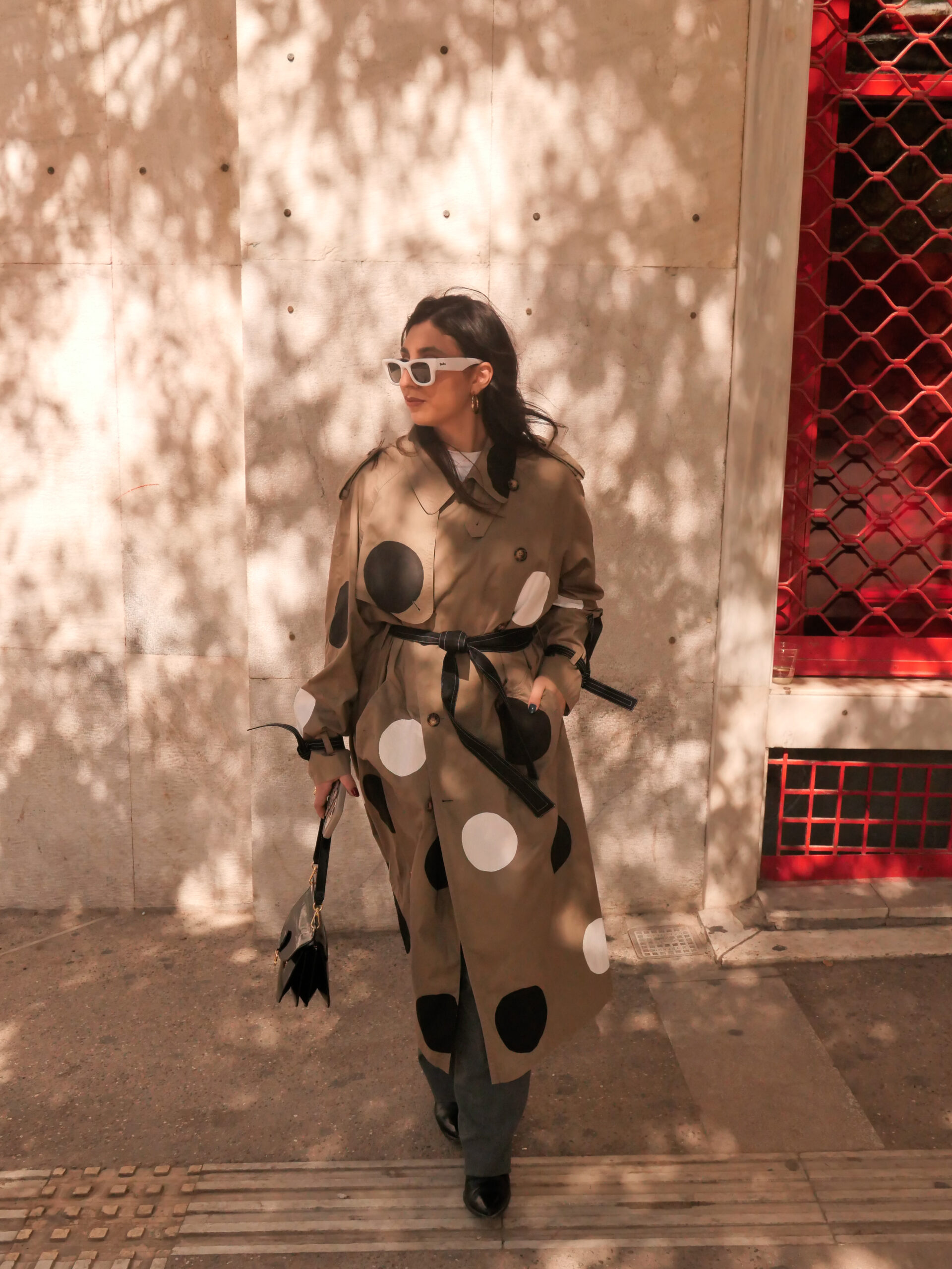Polka Trench Coat - Khaki - Image 3