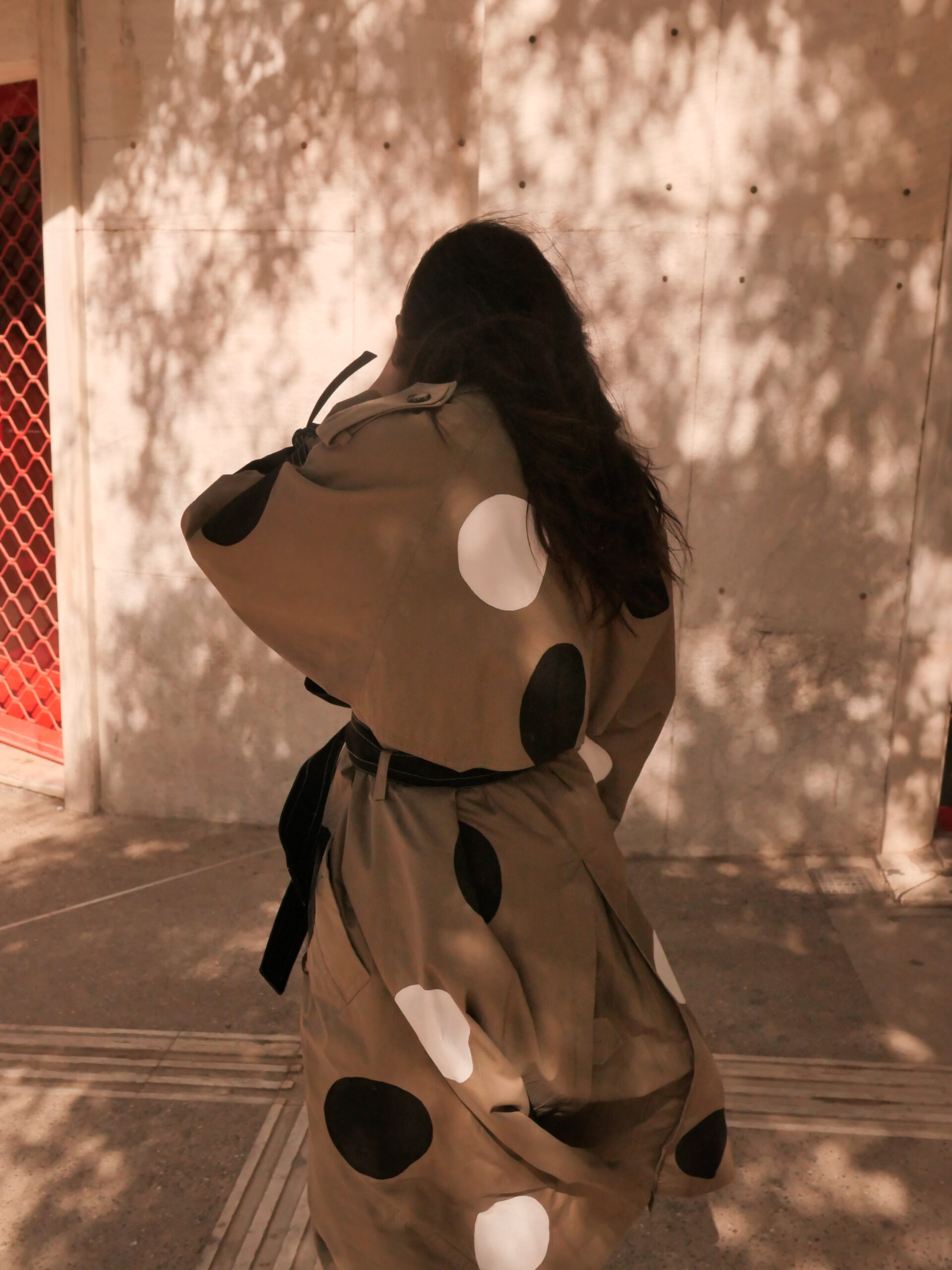Polka Trench Coat - Khaki - Image 5